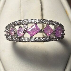 Bubblegum pink Vintage Sterling Silver Ring Sz 9.5